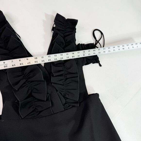 Endless Rose Dress Womens Large Black Cold Shoulder Ruffle Mini Sleeveless - Picture 4 of 10